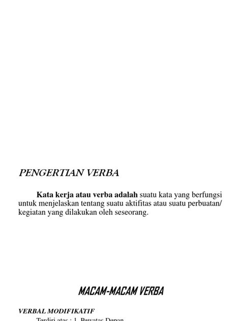 Pengertian Verba