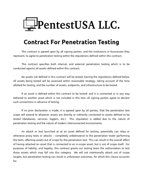 Pentest Agreement Template
