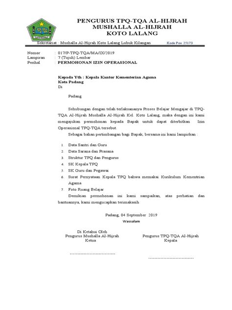 Pentingnya Izin Operasional TPQ
