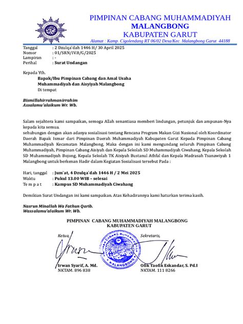 Pentingnya Memahami Contoh Surat Resmi Muhammadiyah