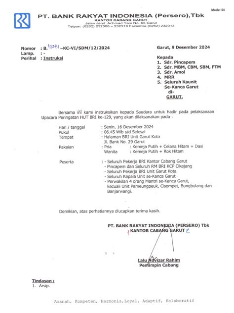 Pentingnya Surat Undangan Bank BRI