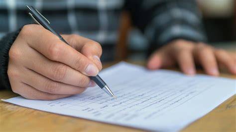 People filling out survey forms