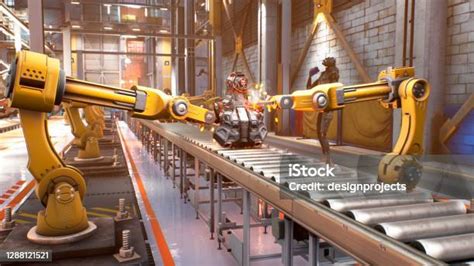 Ilustrasi perakitan otomatis robotik