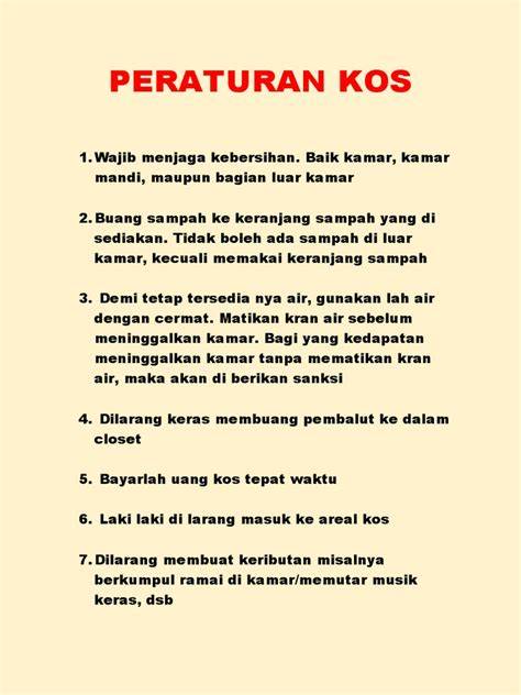 Peraturan Kos