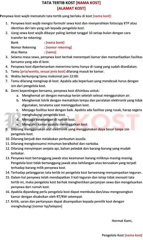 Peraturan Kost