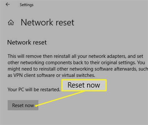 Perform a Network Reset