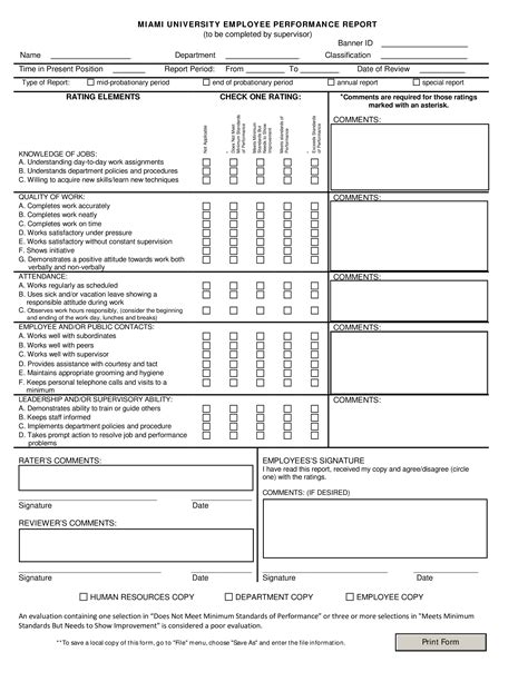 Performance Report Template