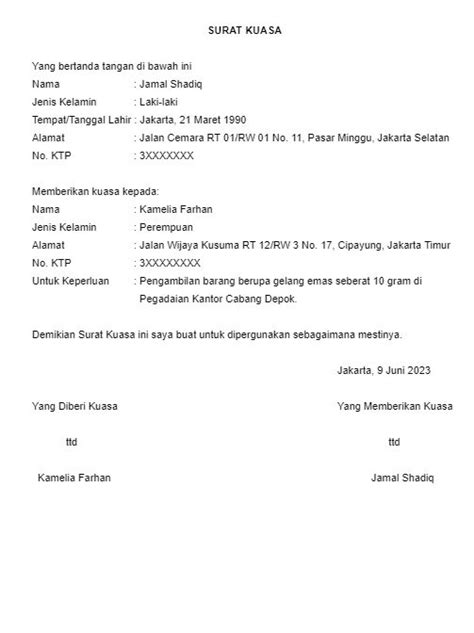 Perhatian surat kuasa