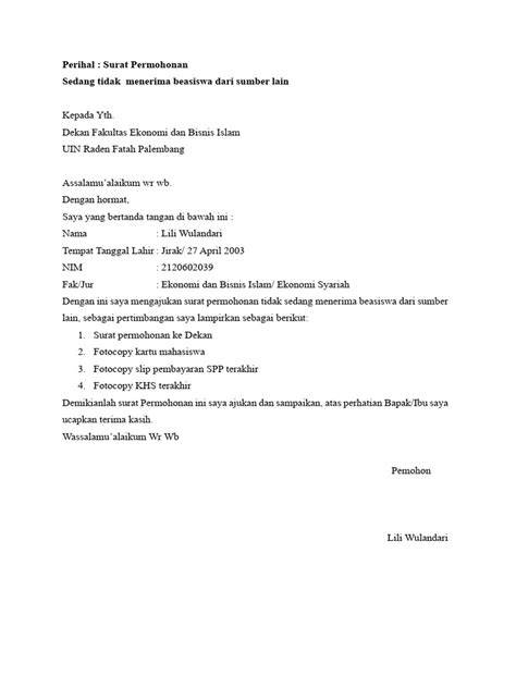 Perihal Surat Permohonan