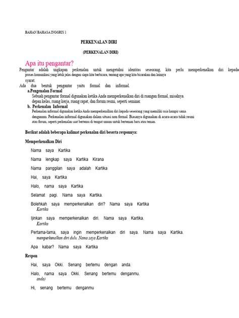 Perkenalan diri formal