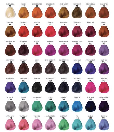 Permanent Hair Colour Chart
