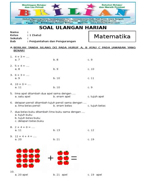 Persamaan Bilangan Matematika Kelas 3 SD Semester 1 Kurikulum 2013 Indonesia