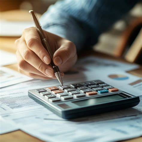 Person calculating costs