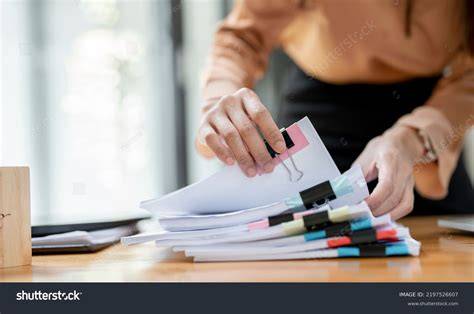 Person checking a document