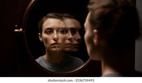 Person looking in a mirror