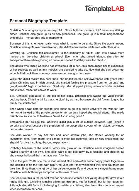 Personal Biography Template
