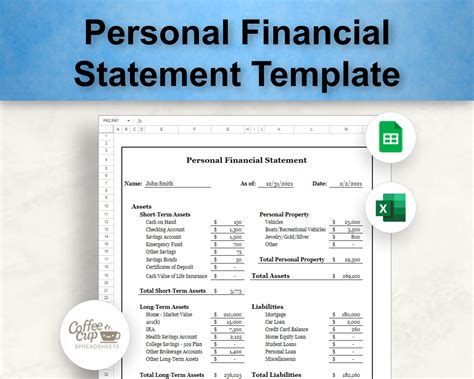 Personal Financial Statement Template Google Sheets