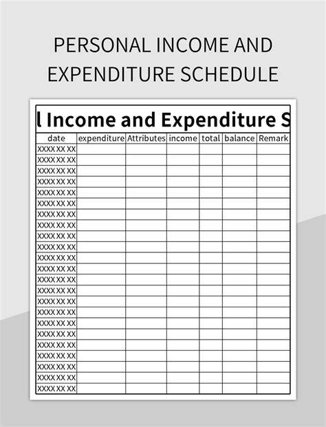 Personal Income And Expenditure Template Excel Free