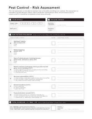 Pest Control Risk Assessment Template