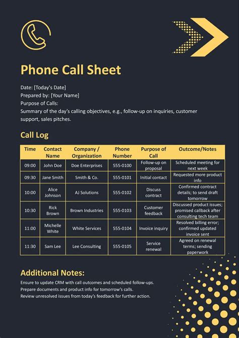 Phone Call Template