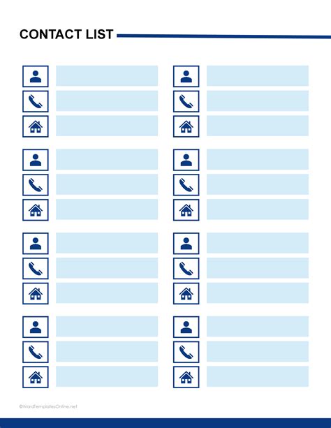 Phone List Template Word