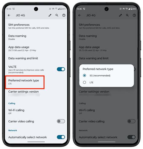 Phone Network Settings