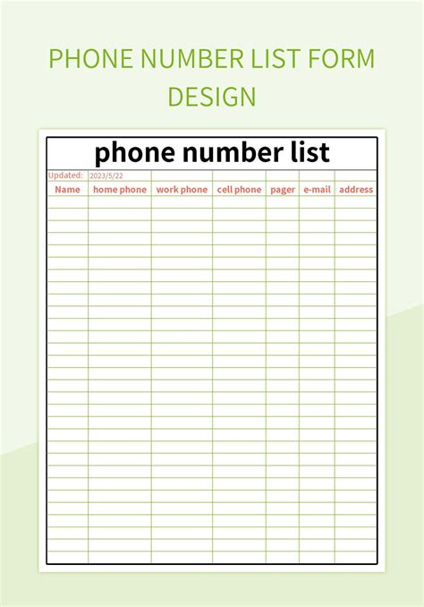 Phone Number Template