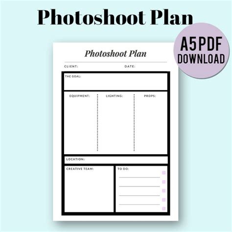 Photography Shoot Plan Template