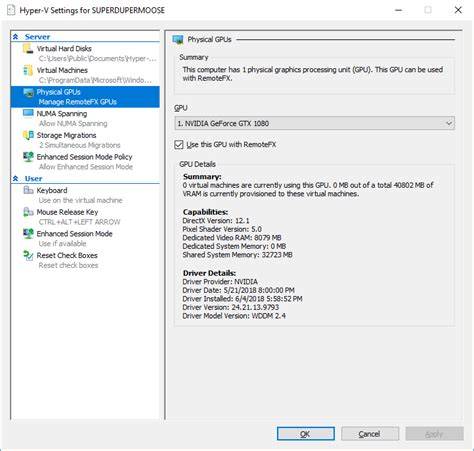 Physical GPU Settings Unavailable