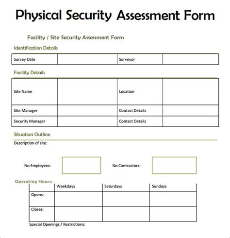 Physical Security Assessment Template