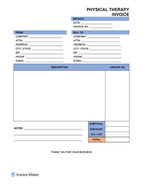 Physical Therapy Invoice Template
