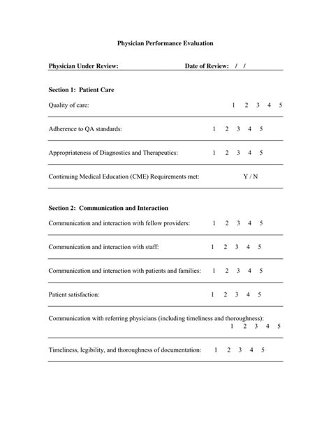 Physician Performance Review Template