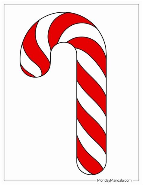 Picture Of Large Red And White Candy Cane Printable