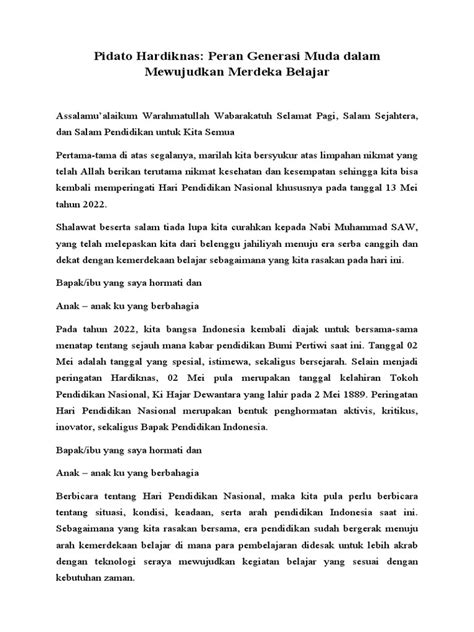 Pidato Harkitnas 2025 Contoh