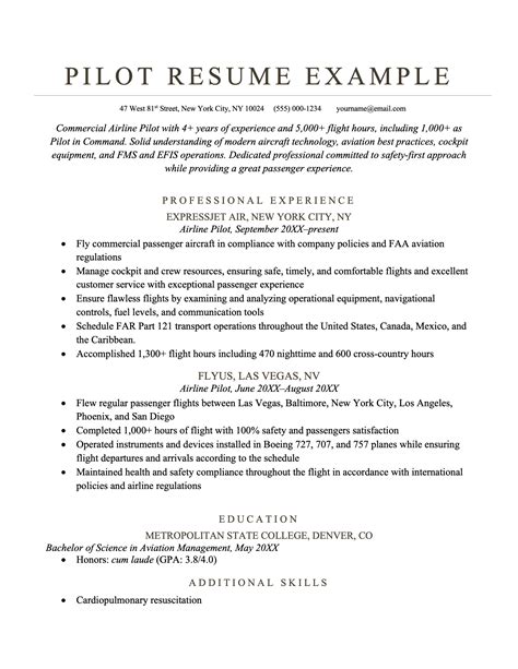 Pilot Resume Template Word