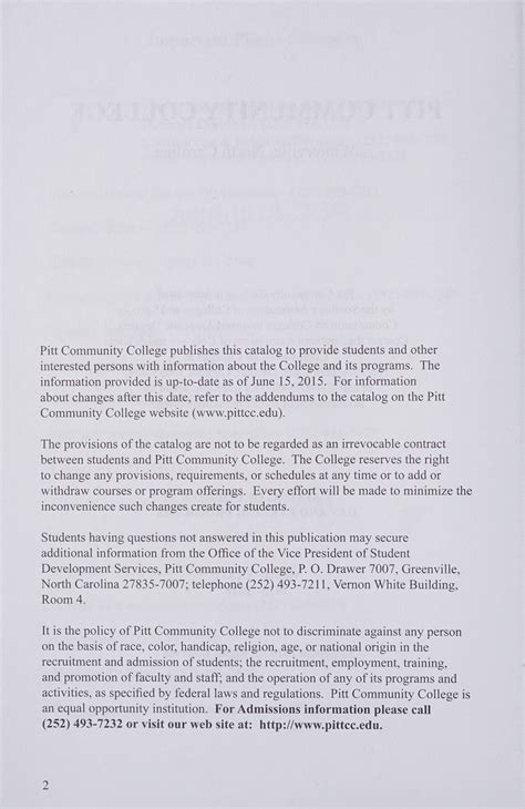 Pitt Community College Summer 2015 Course Catalog