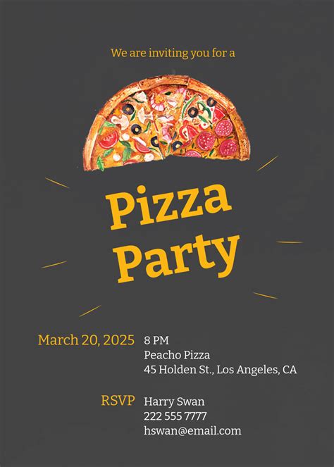 Pizza Party Invitation Template
