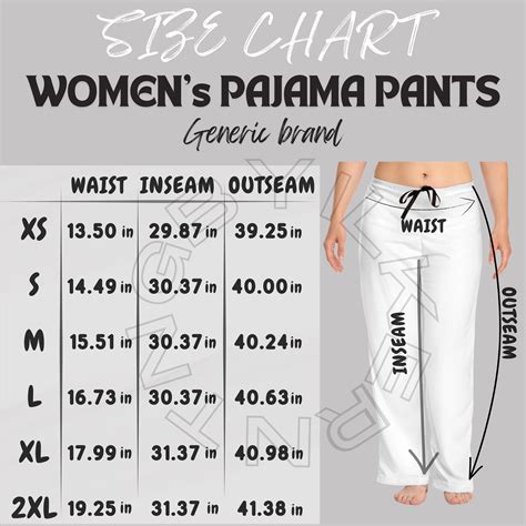 Pj Pants Size Chart