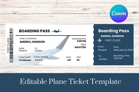 Plane Ticket Template Gift