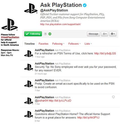 PlayStation Twitter support