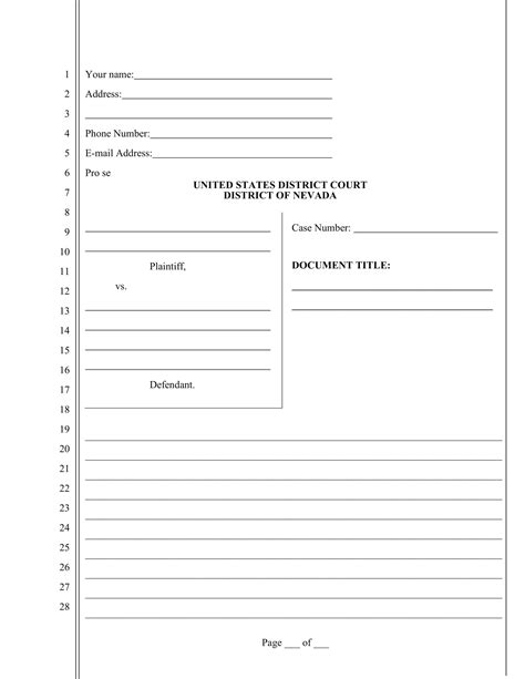 Pleading Paper Template Free