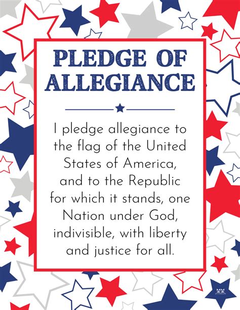 Pledge Of Allegiance Words Printable