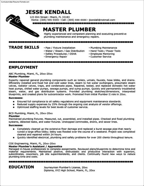 Plumber Resume Template
