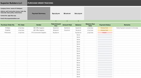 Po Tracking Template