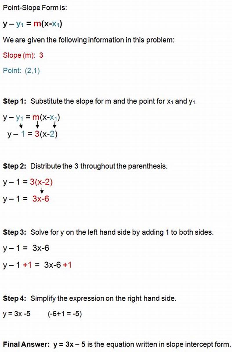 Point Slope Form Practice Problems