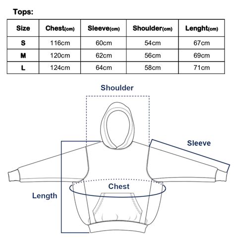 Polo Hoodie Size Chart