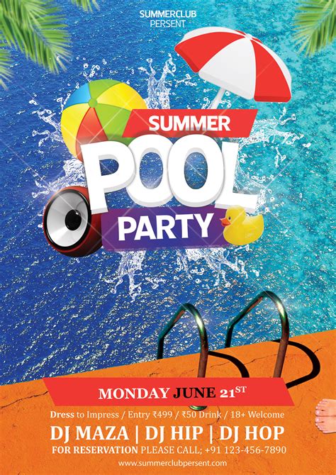 Pool Party Flyer Template Free