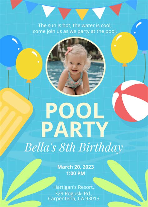 Pool Party Invitation Template Free