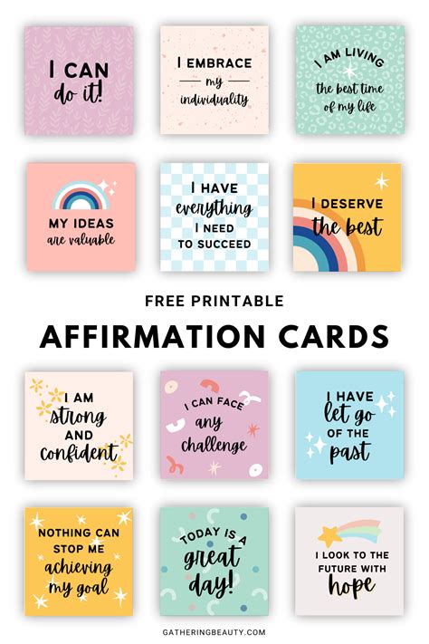 Positive Affirmation Printables