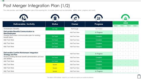 Post Merger Integration Plan Template